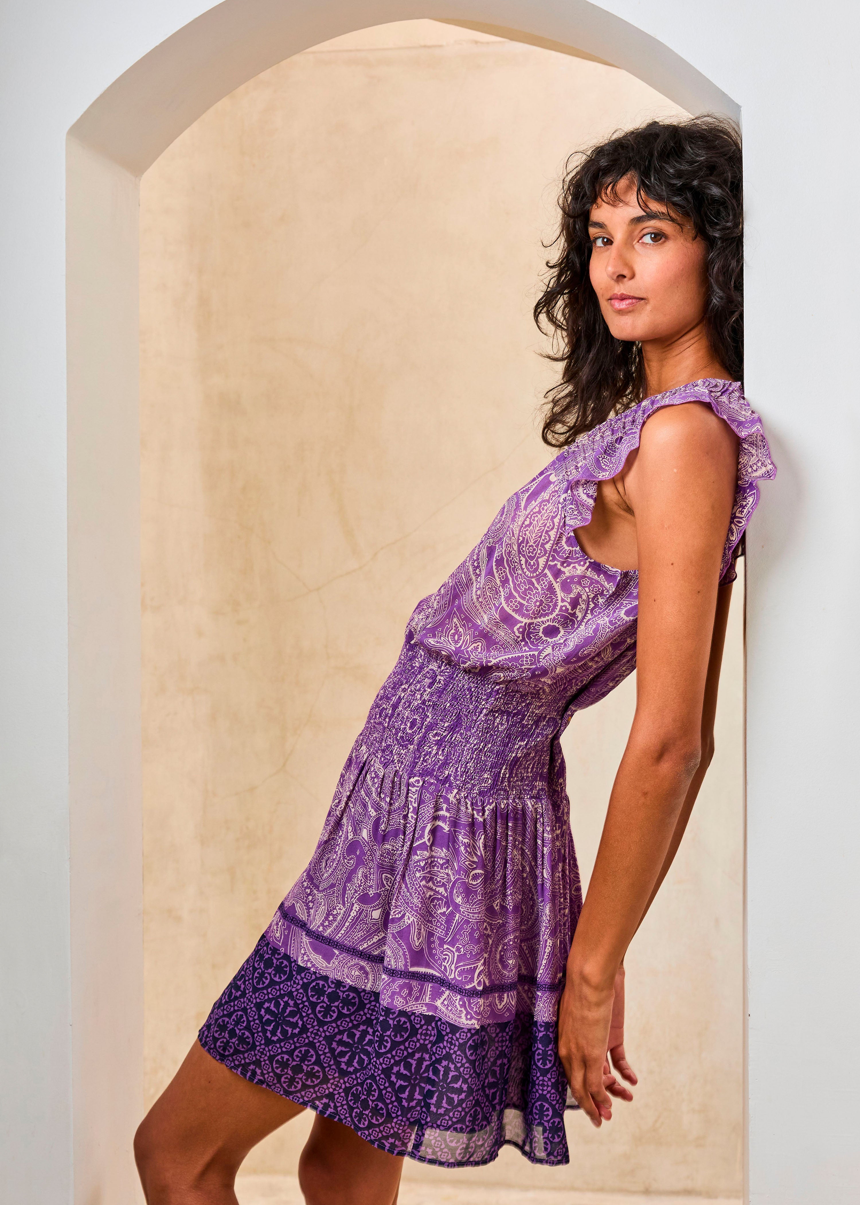 la-f-e-marabout-e-minikleid-lila-paisleymuster-viskose image 1