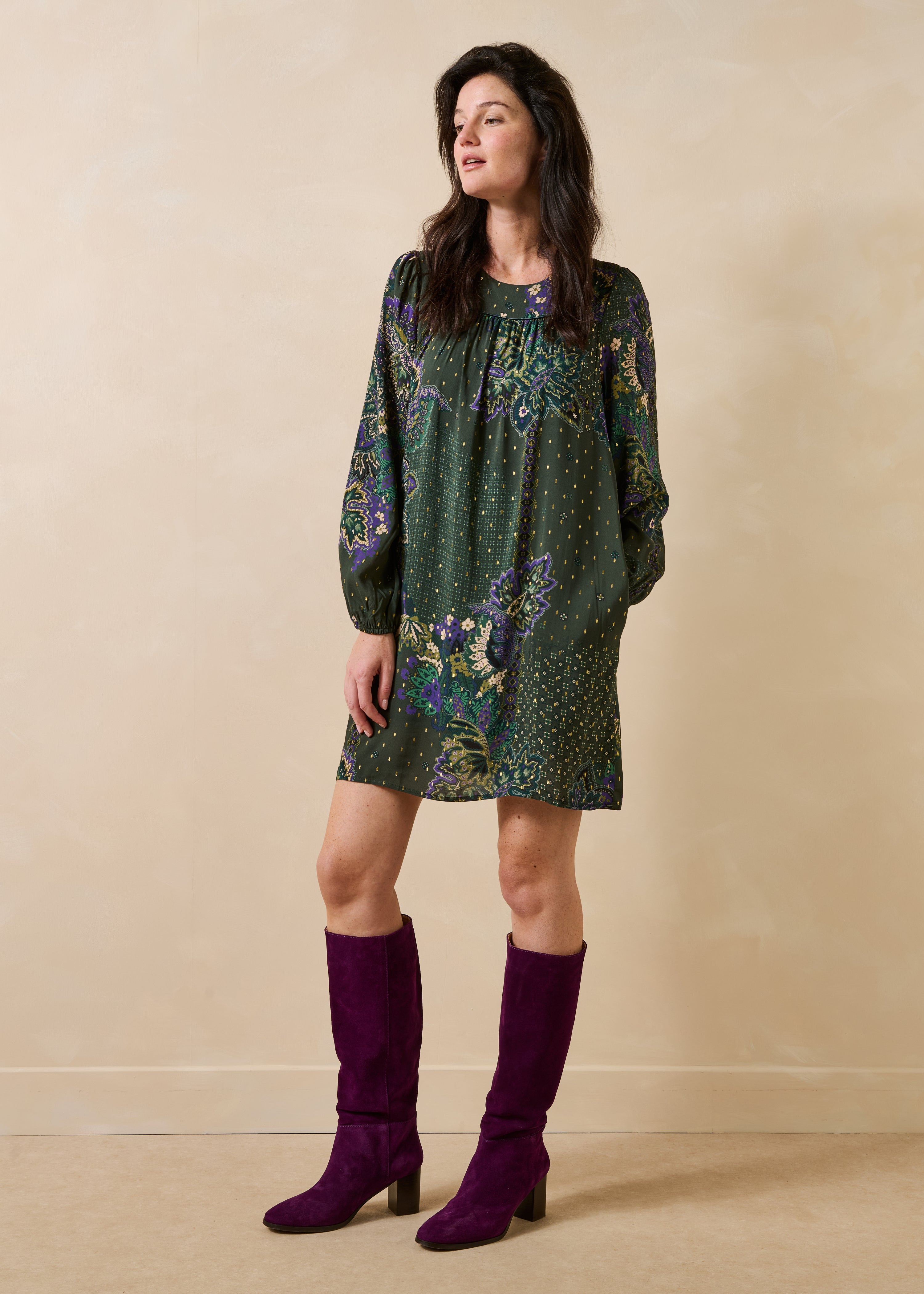 la-f-e-marabout-e-genoa-kleid-gr-n-print-gold-gr-36 image 1