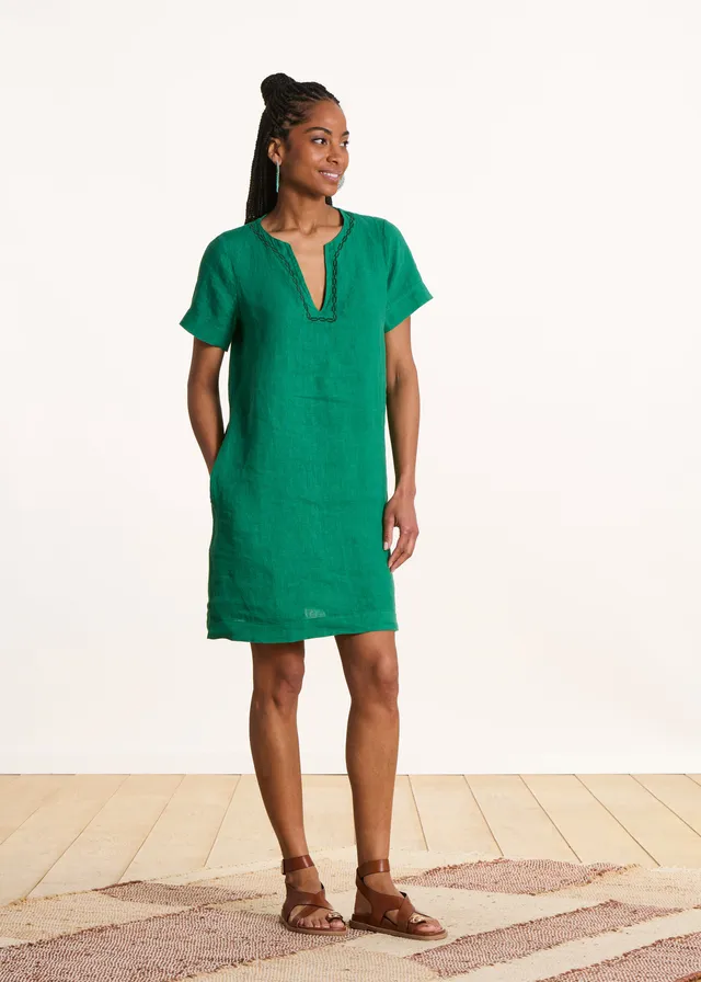 la-f-e-marabout-e-pompei-kleid-gr-n-leinen-kurz-taschen image 1