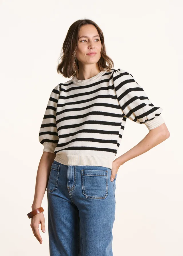 la-f-e-marabout-e-felixia-pullover-streifen-ecru-schwarz image 1