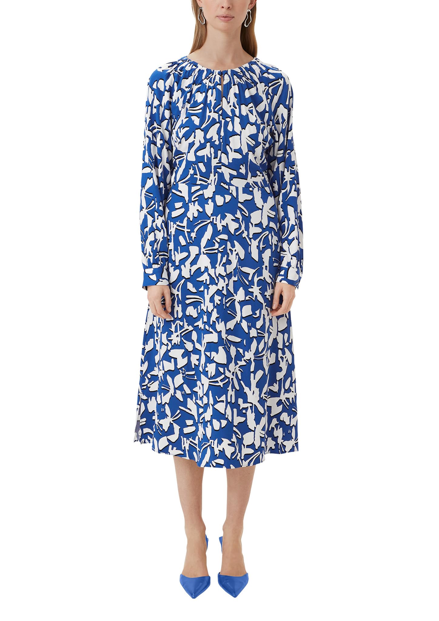 comma-maxikleid-all-over-print-kleid-royalblau-mehrfarbig image 7