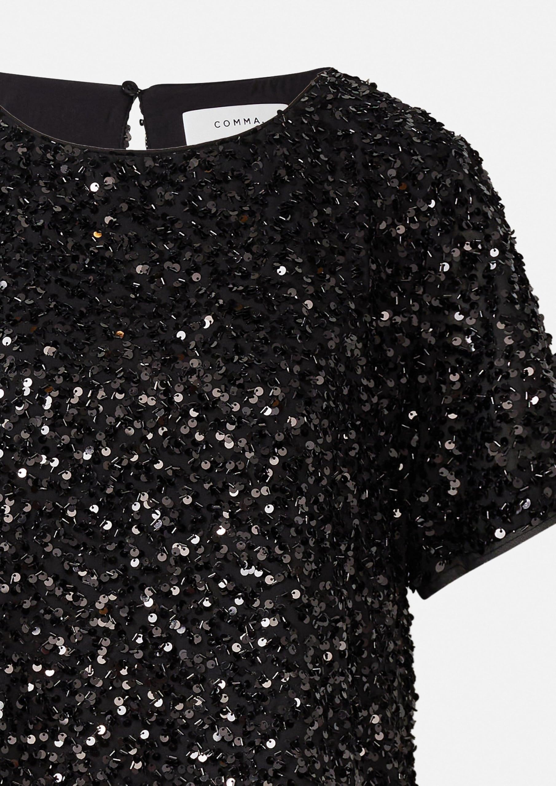comma-bluse-kurzarm-pailletten-schwarz-blusenshirt image 6