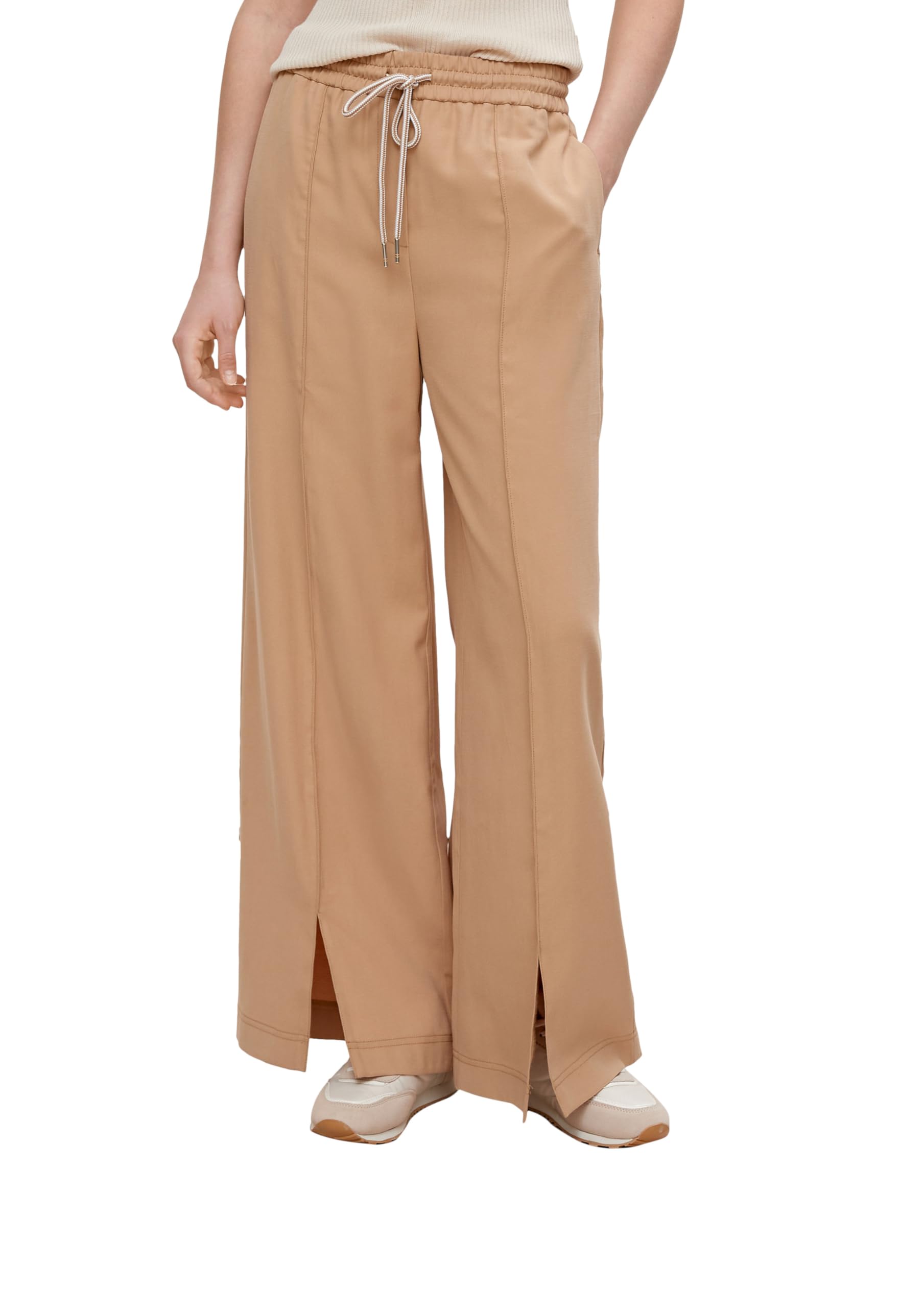 comma-trousers-marlenehose-gr-44-beige-saumschlitz-gummibund image 1
