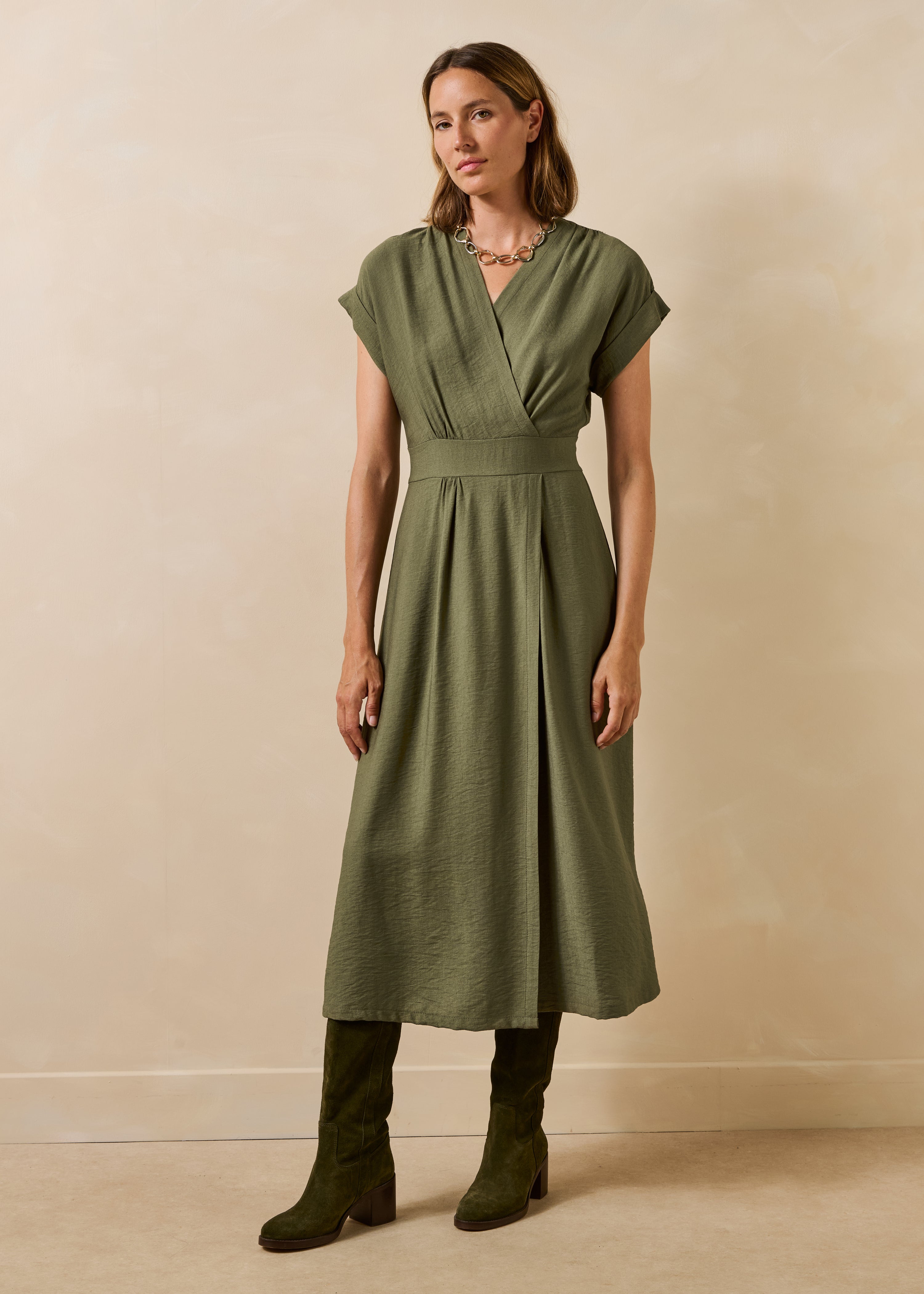 la-f-e-marabout-e-fresa-kleid-khaki-lang-tailliert image 1