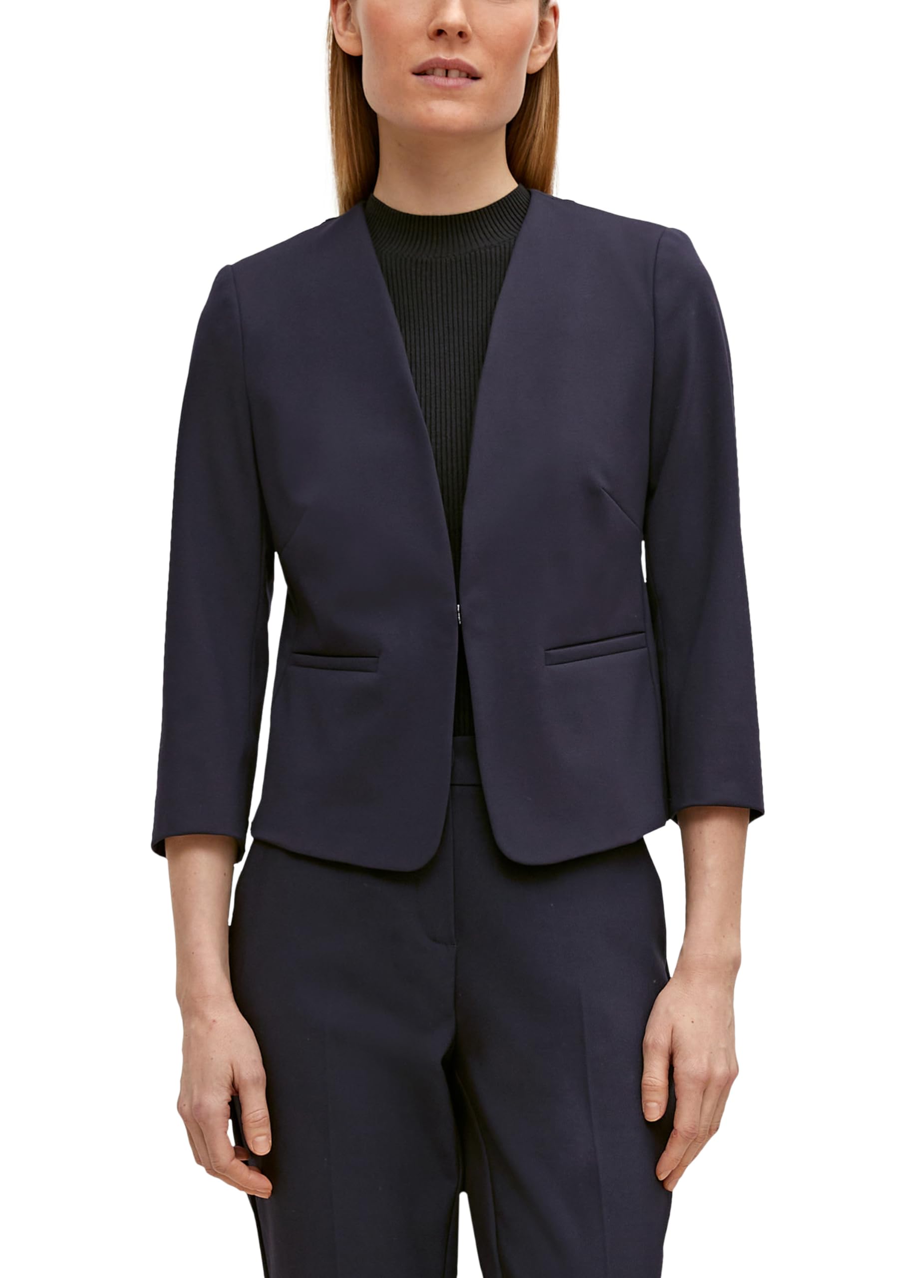 comma-blazer-kurz-damen-blazer-navy-slim-fit-viskose image 8