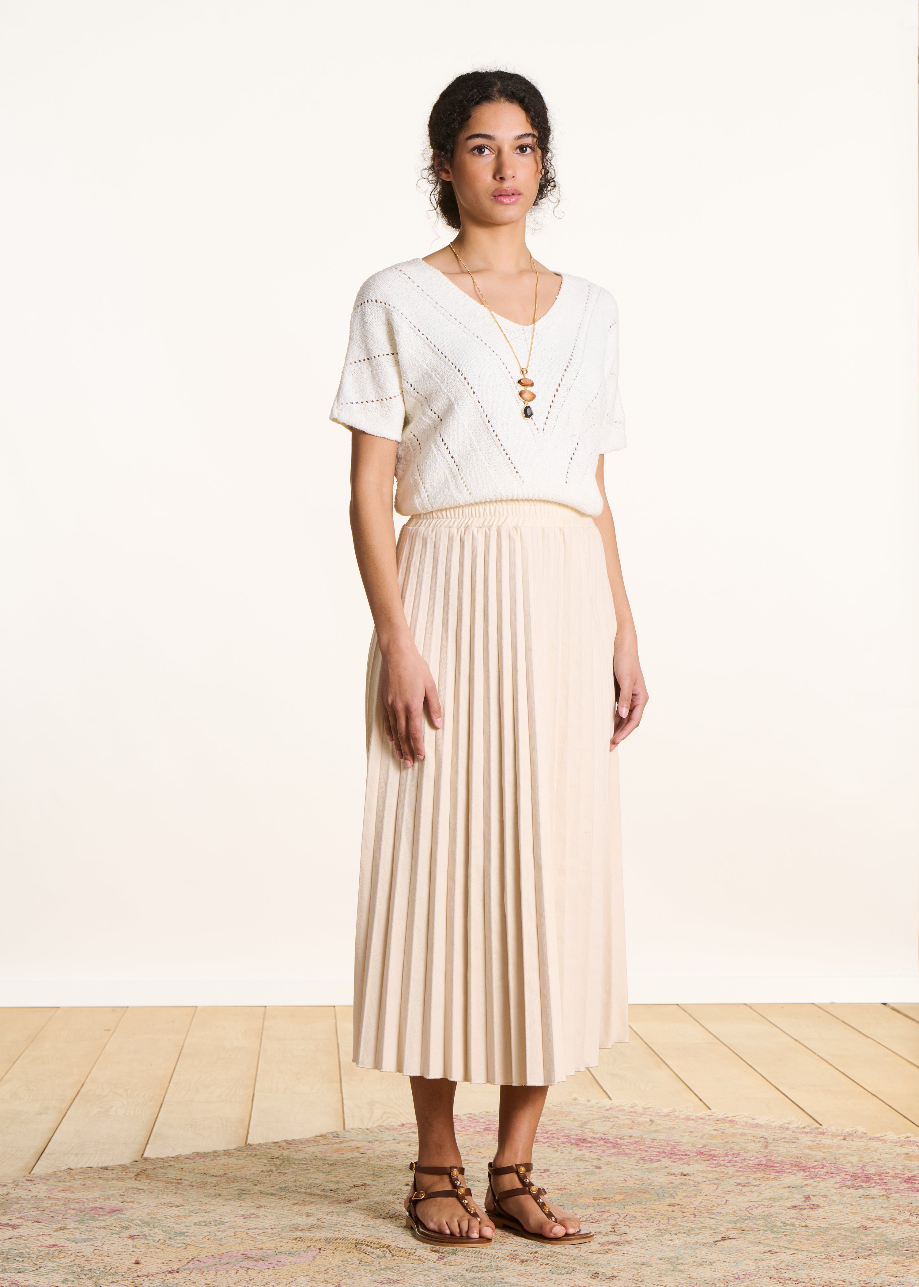 la-f-e-marabout-e-jupes-plisseerock-midi-jeans-ecru-damen image 1