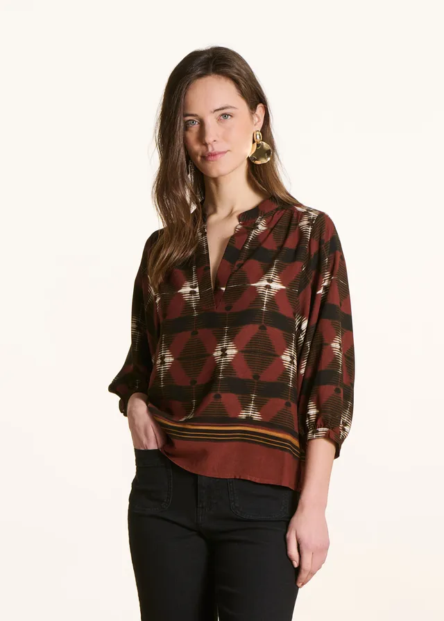 la-f-e-marabout-e-vince-top-braun-print-3-4-arm image 1