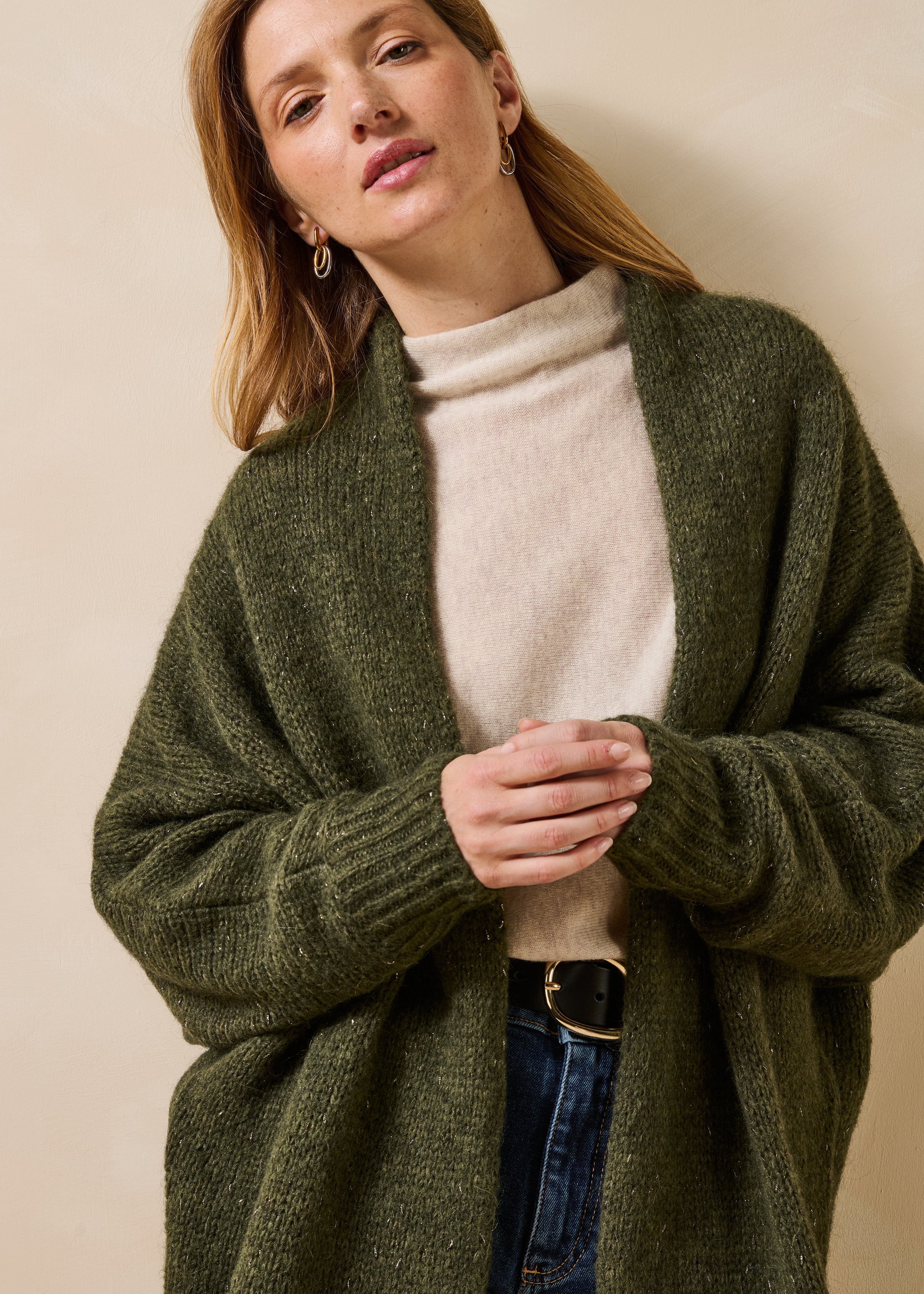 la-f-e-marabout-e-camille-strickjacke-khaki-oversize image 5