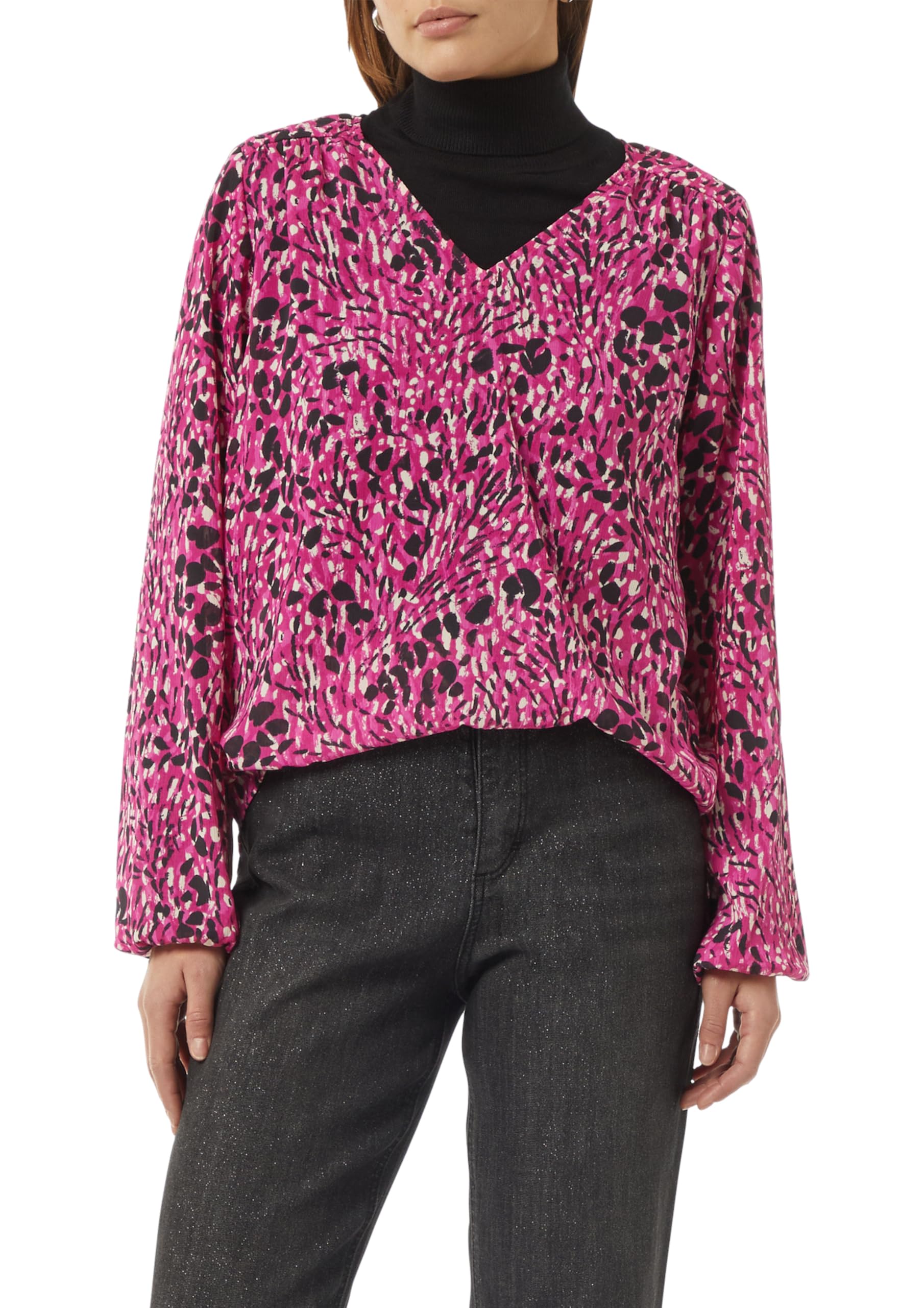 comma-chiffonbluse-damenbluse-gr-44-gemustert-v-ausschnitt image 1