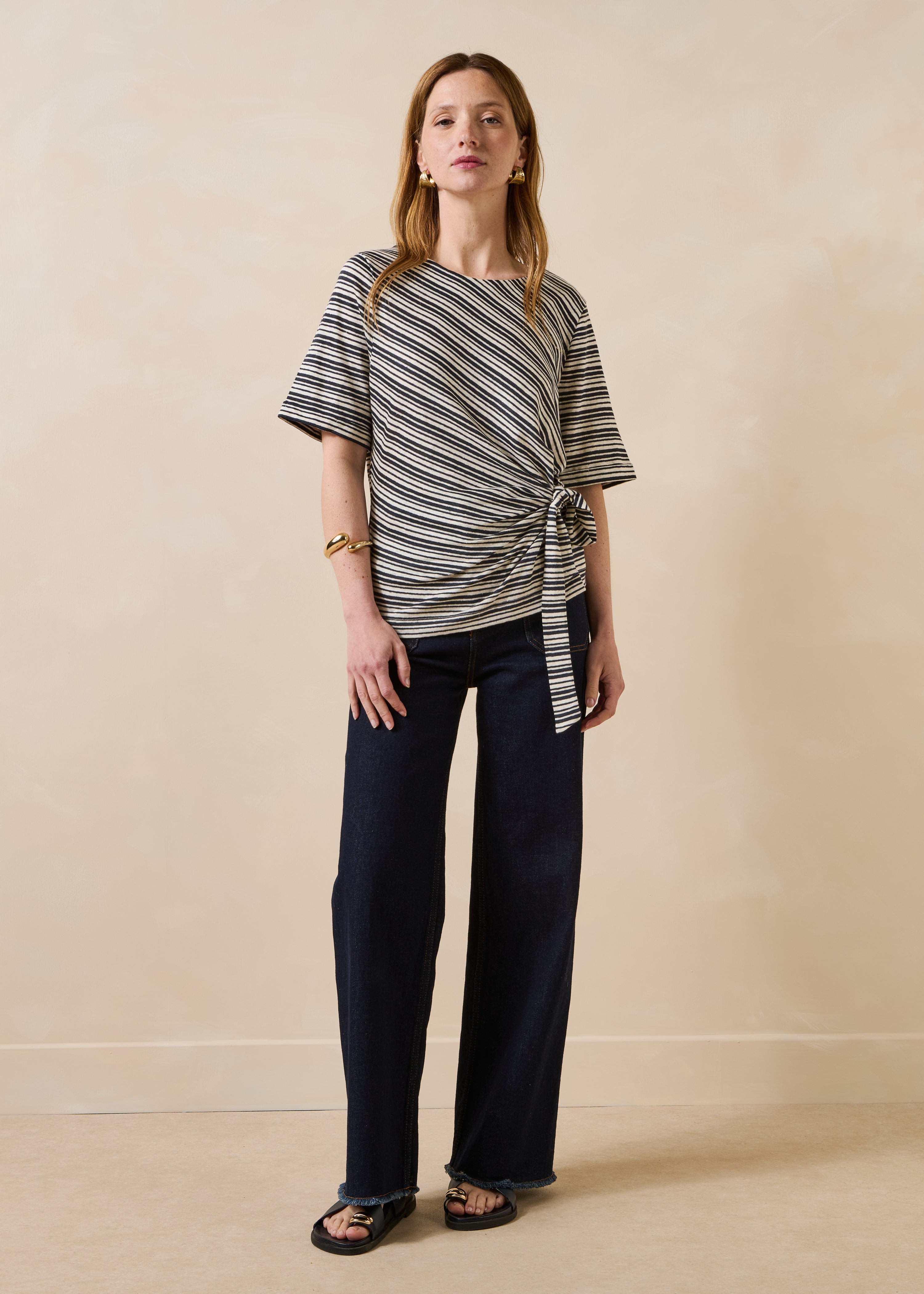 la-f-e-marabout-e-facil-t-shirt-leinen-streifen-ecru image 2