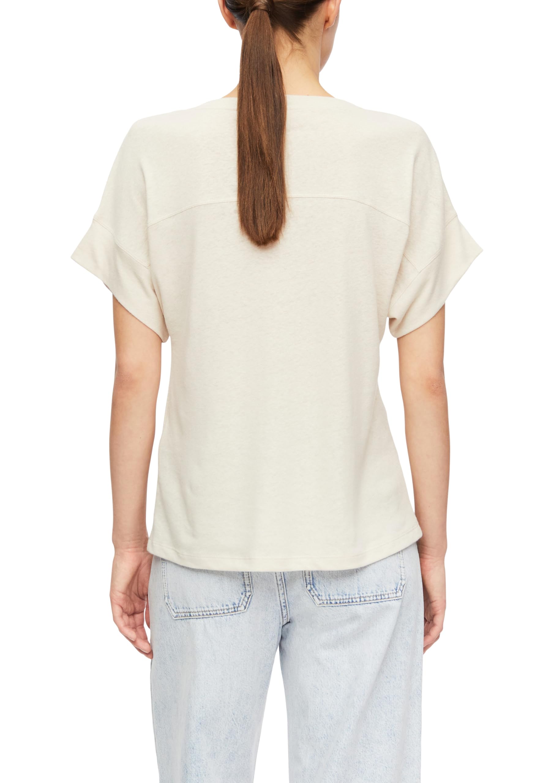 comma-leinenmix-t-shirt-v-ausschnitt-creme image 2