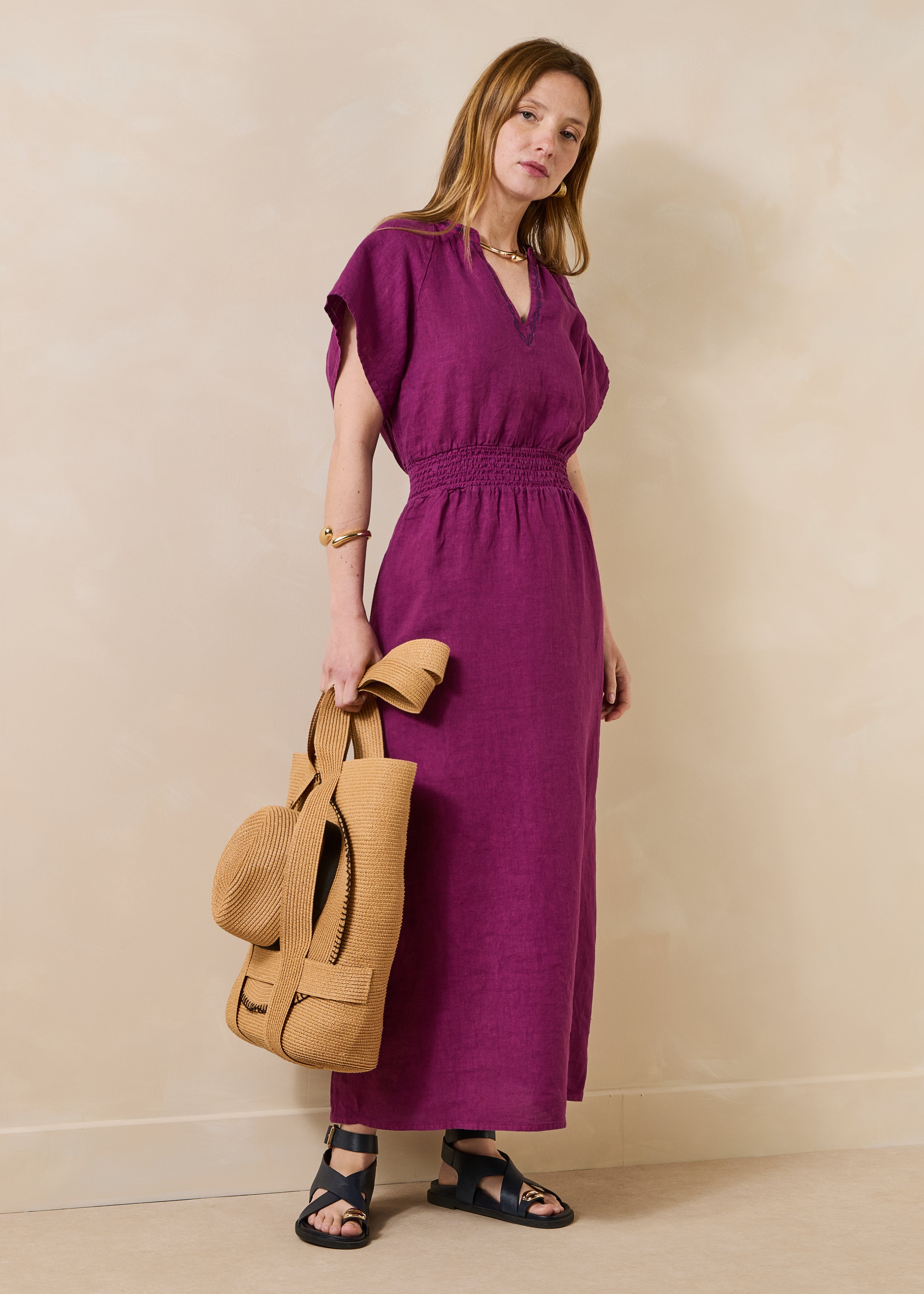 la-f-e-marabout-e-drasila-maxikleid-leinen-violett-figue image 1