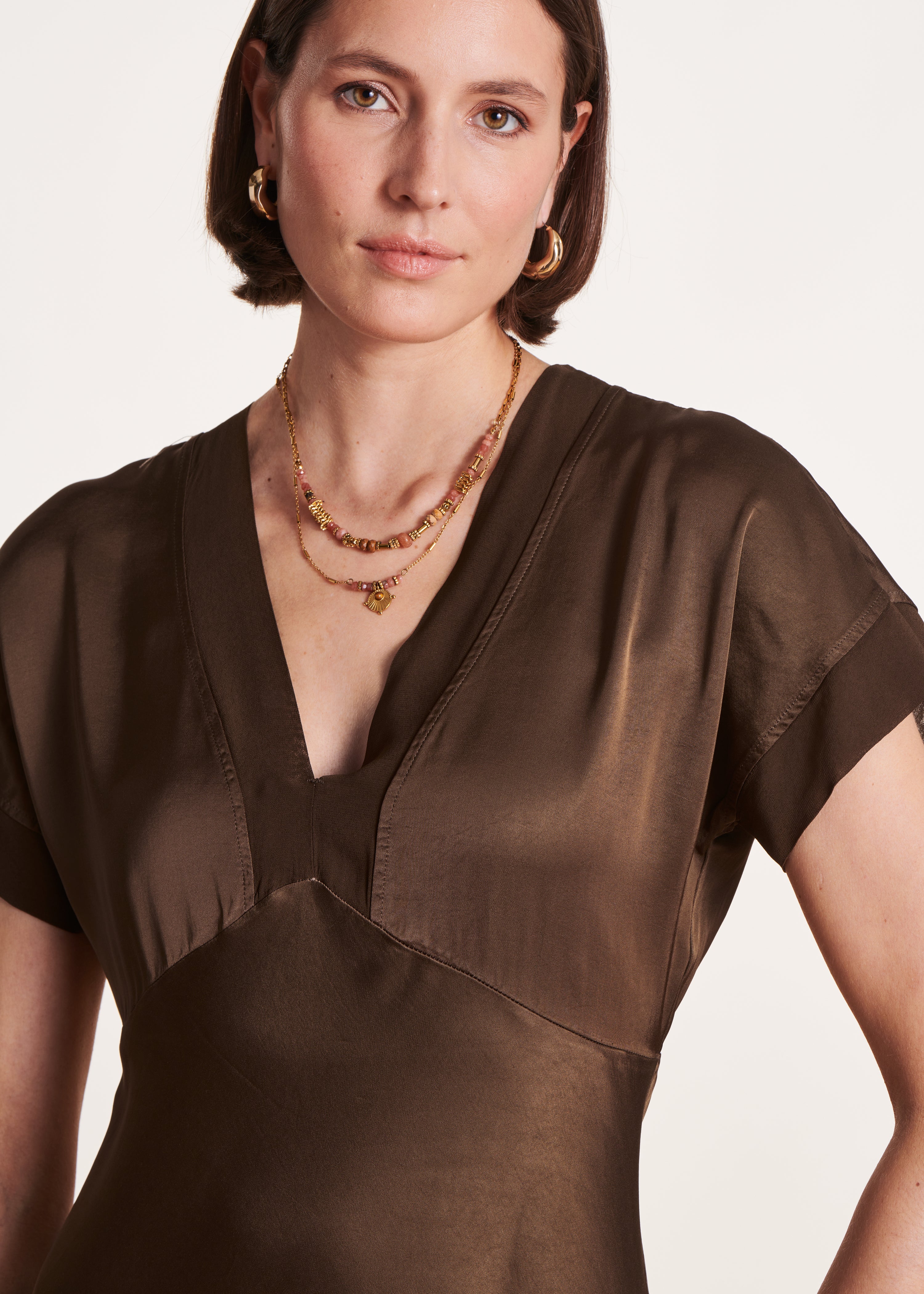 la-f-e-marabout-e-dalicia-maxikleid-satin-braun-v-ausschnitt image 5