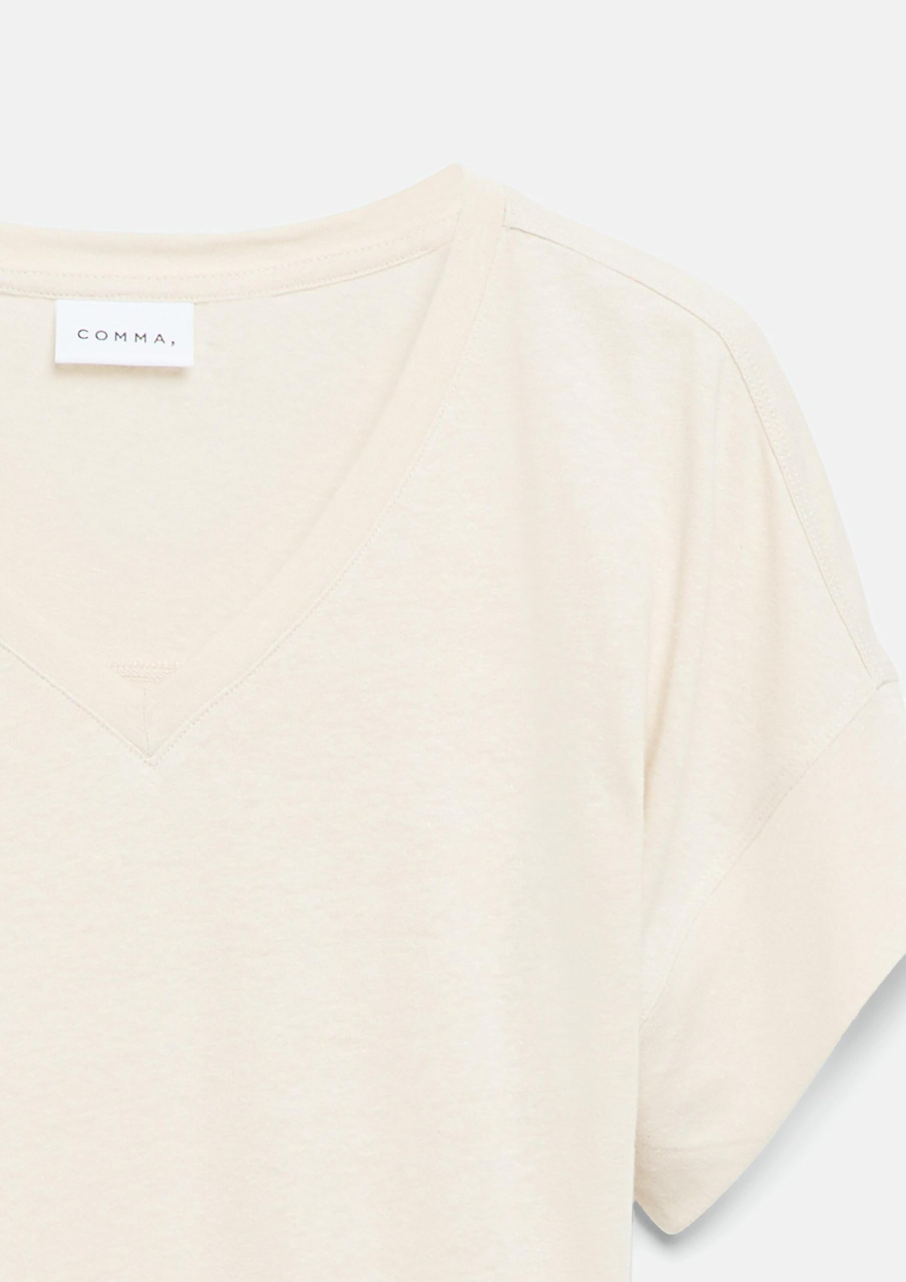 comma-leinenmix-t-shirt-v-ausschnitt-creme image 5