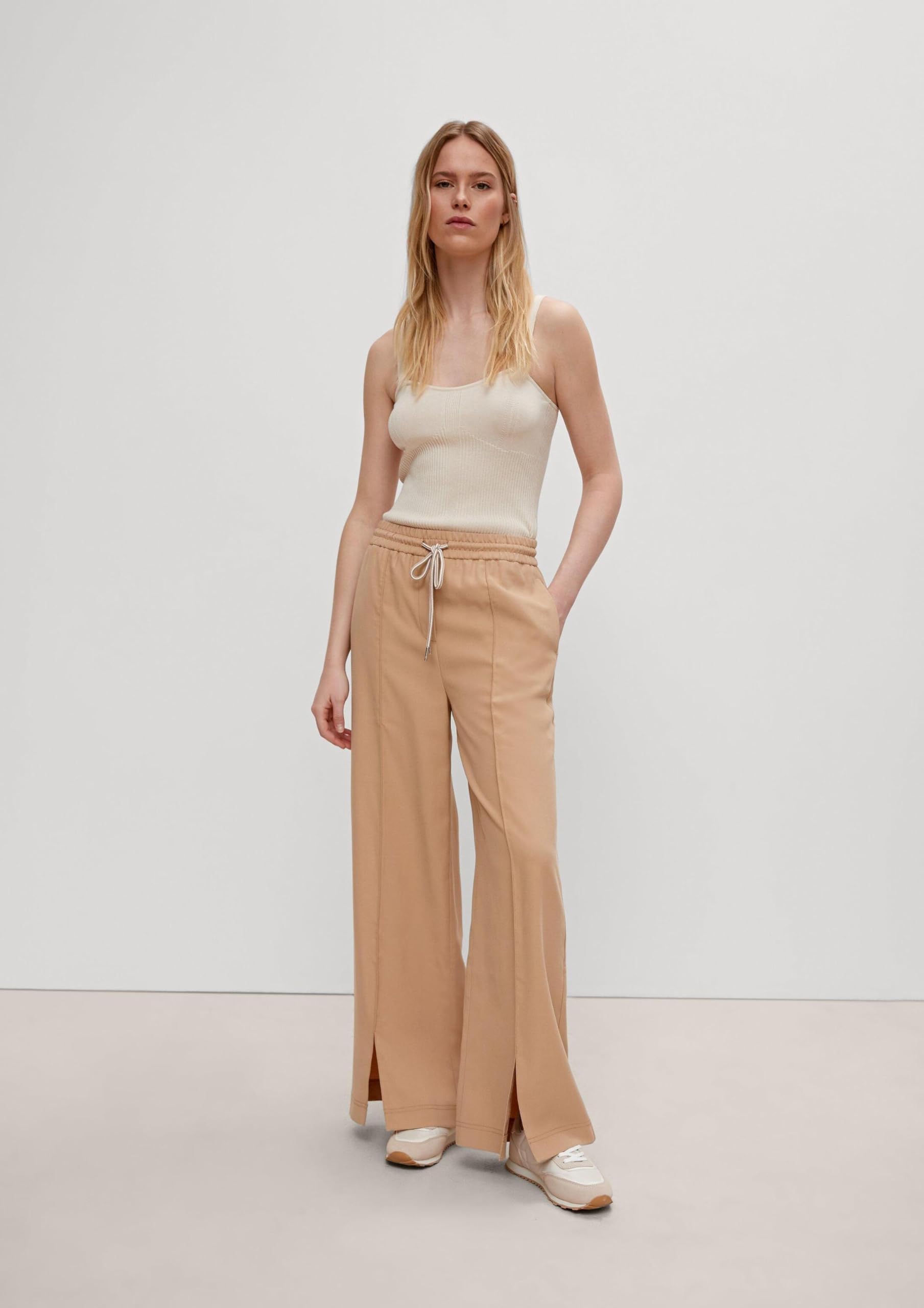 comma-trousers-marlenehose-gr-44-beige-saumschlitz-gummibund image 8