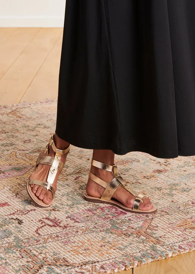 la-f-e-marabout-e-davina-sandalen-gold-leder-flach image 1