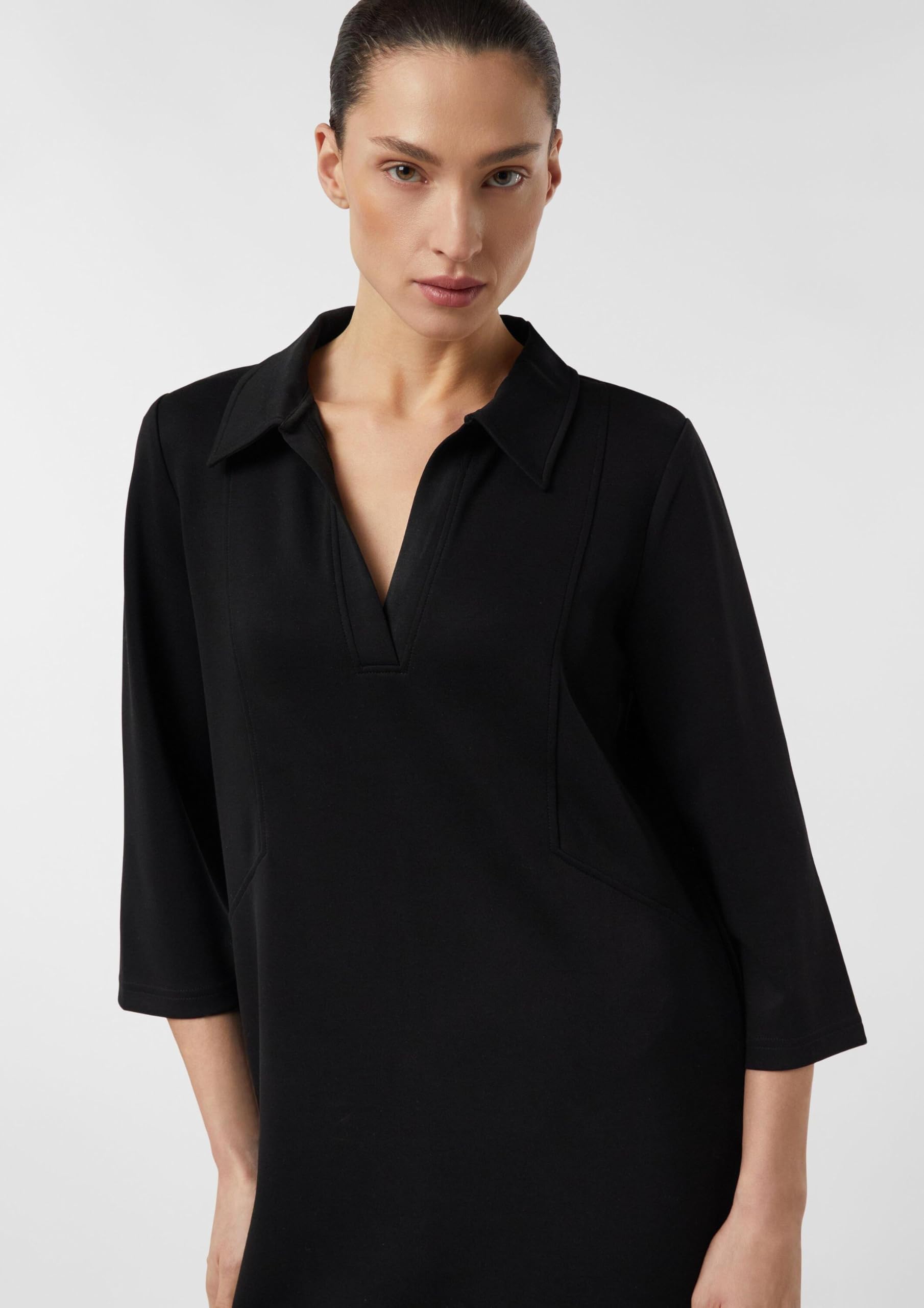 comma-jersey-polokragen-kleid-44-grey-black-schwarz image 4