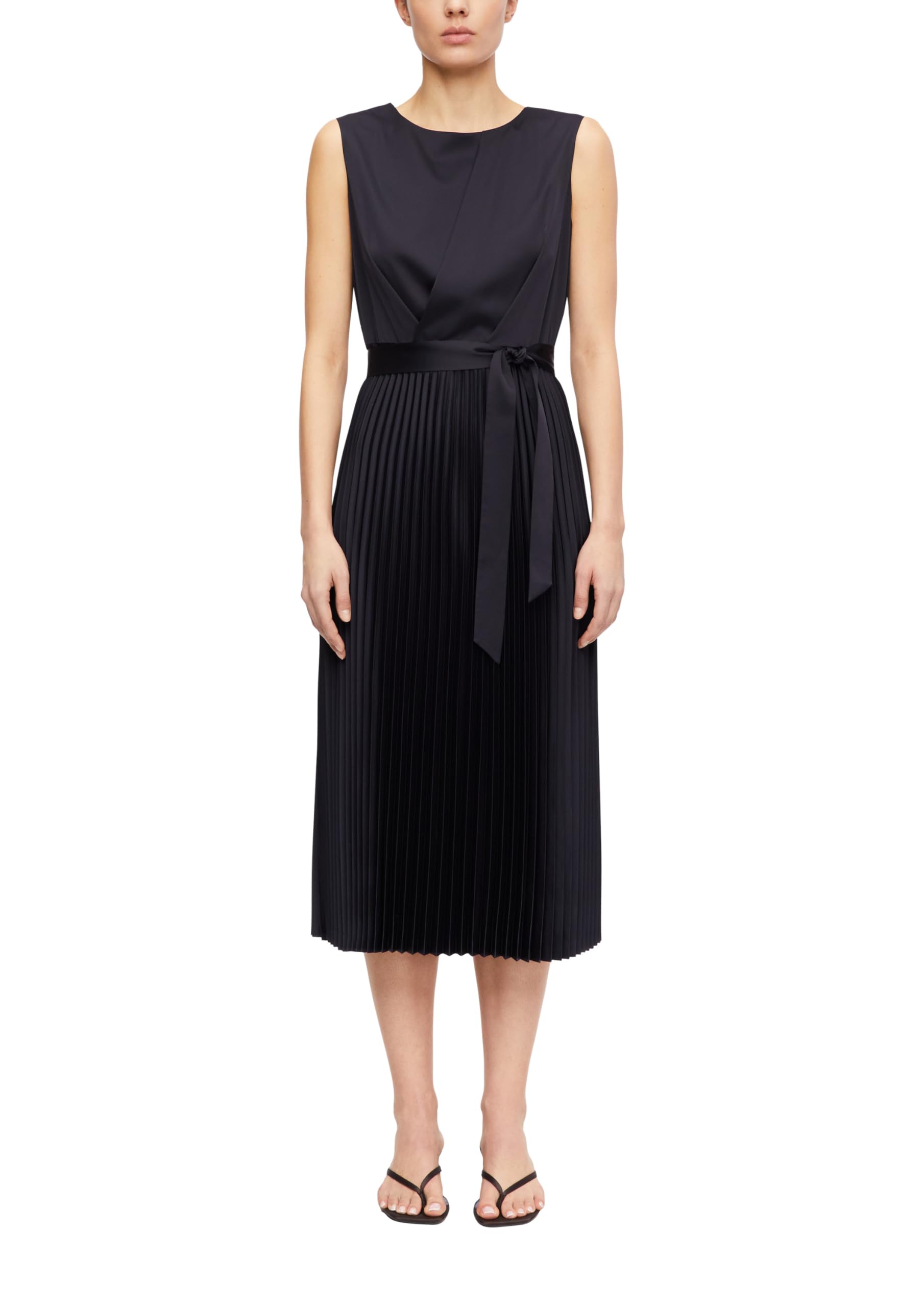 comma-satin-plissee-midi-kleid-bindeg-rtel-gr-42 image 1