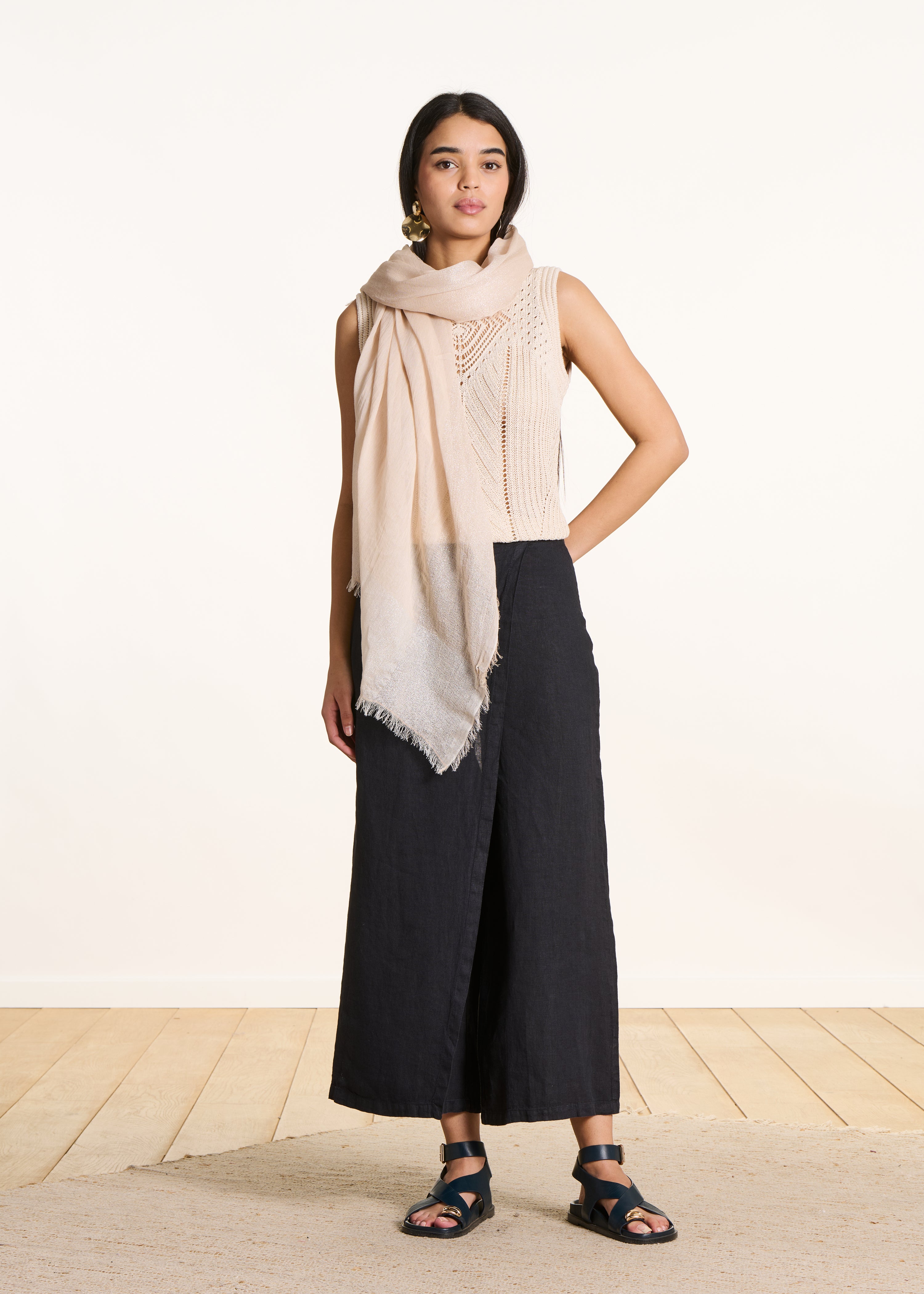 la-f-e-marabout-e-dagrun-tuch-ecru-baumwolle-lurex-fransen image 3
