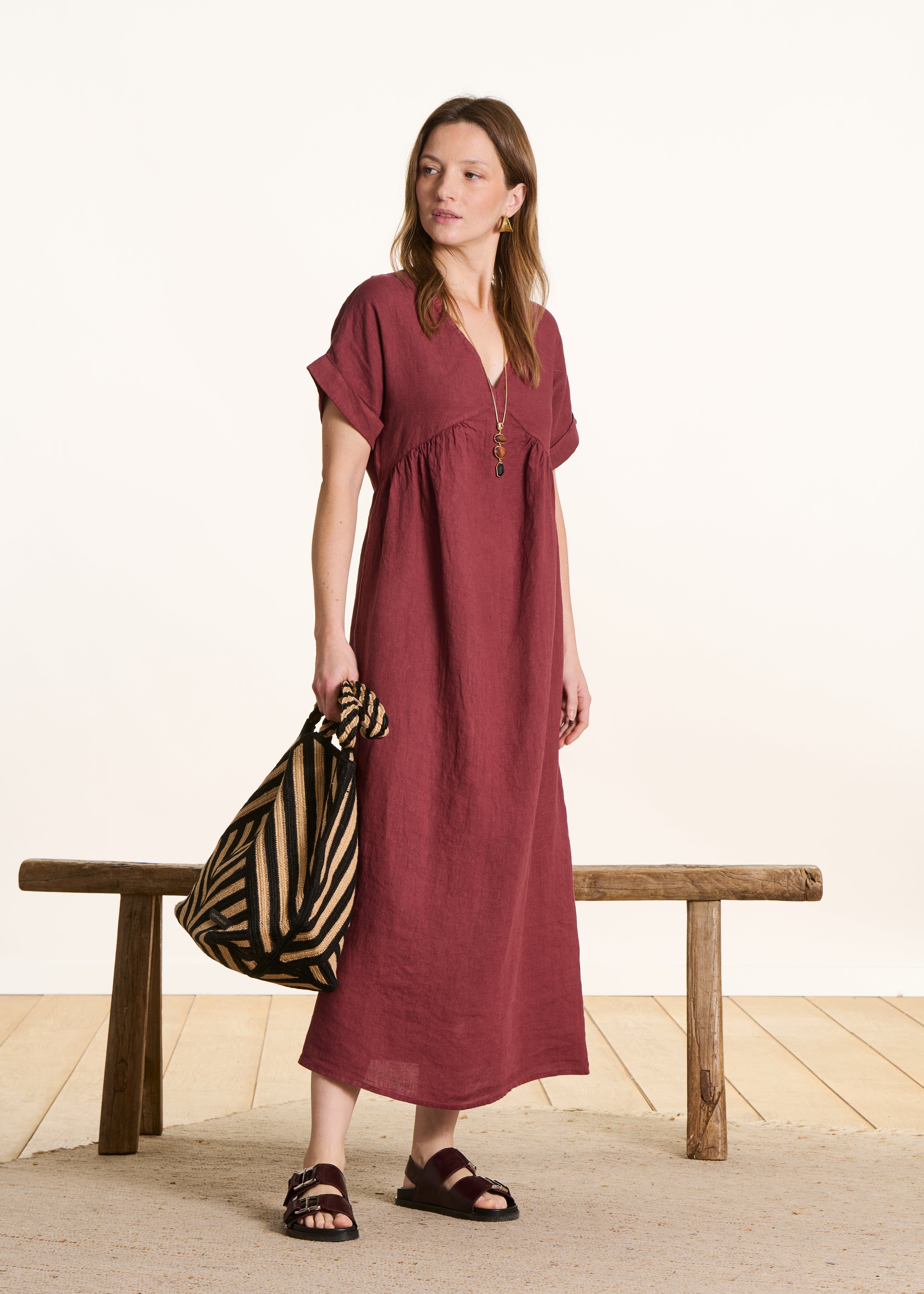 la-f-e-marabout-e-darling-maxikleid-leinen-bordeaux-gr-38 image 1