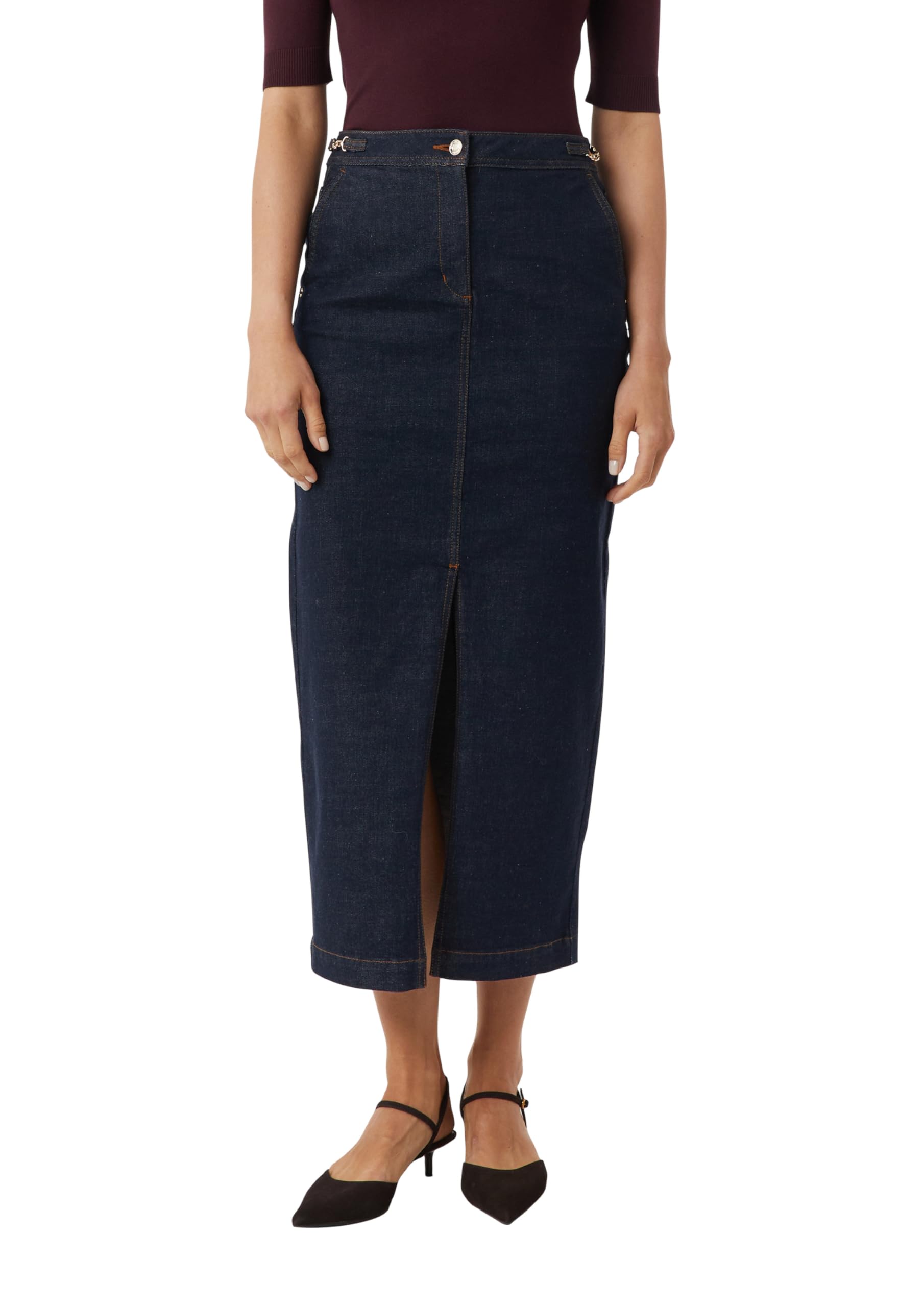 comma-jeans-rock-lang-denimrock-maxirock-blau-gerader-schnitt image 1