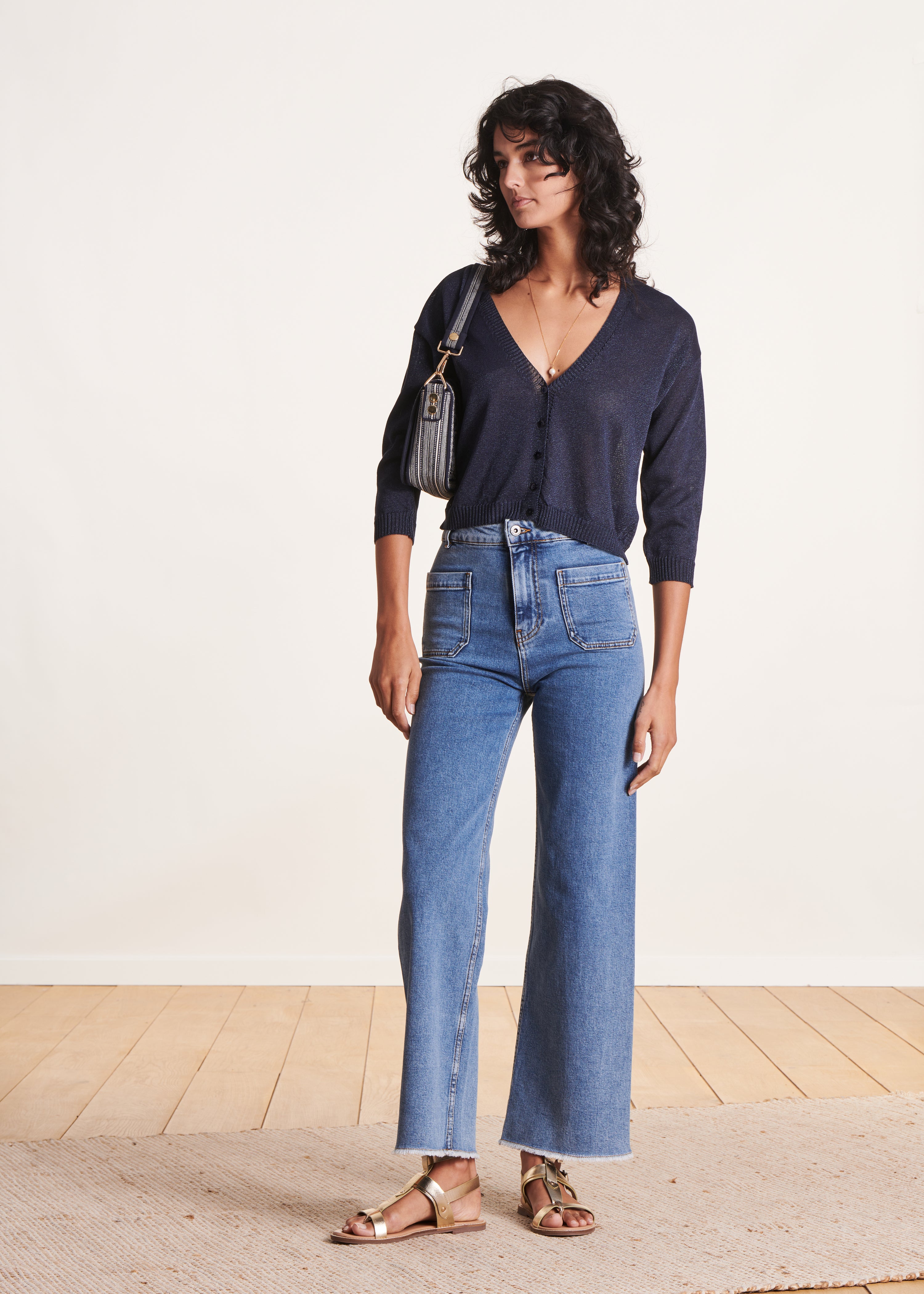 la-f-e-marabout-e-strickweste-damen-marine-s-v-ausschnitt image 2