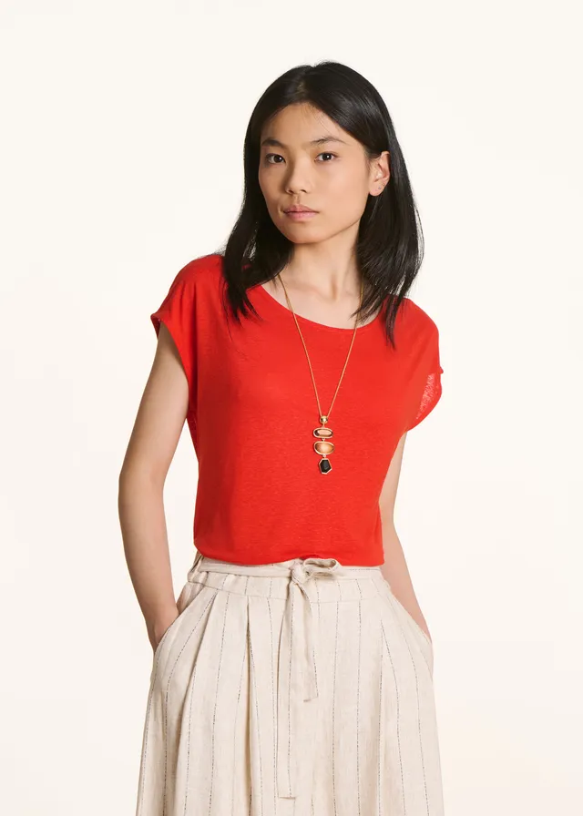 la-f-e-marabout-e-virano-t-shirt-rot-rundhals-lyocell-leinen image 1