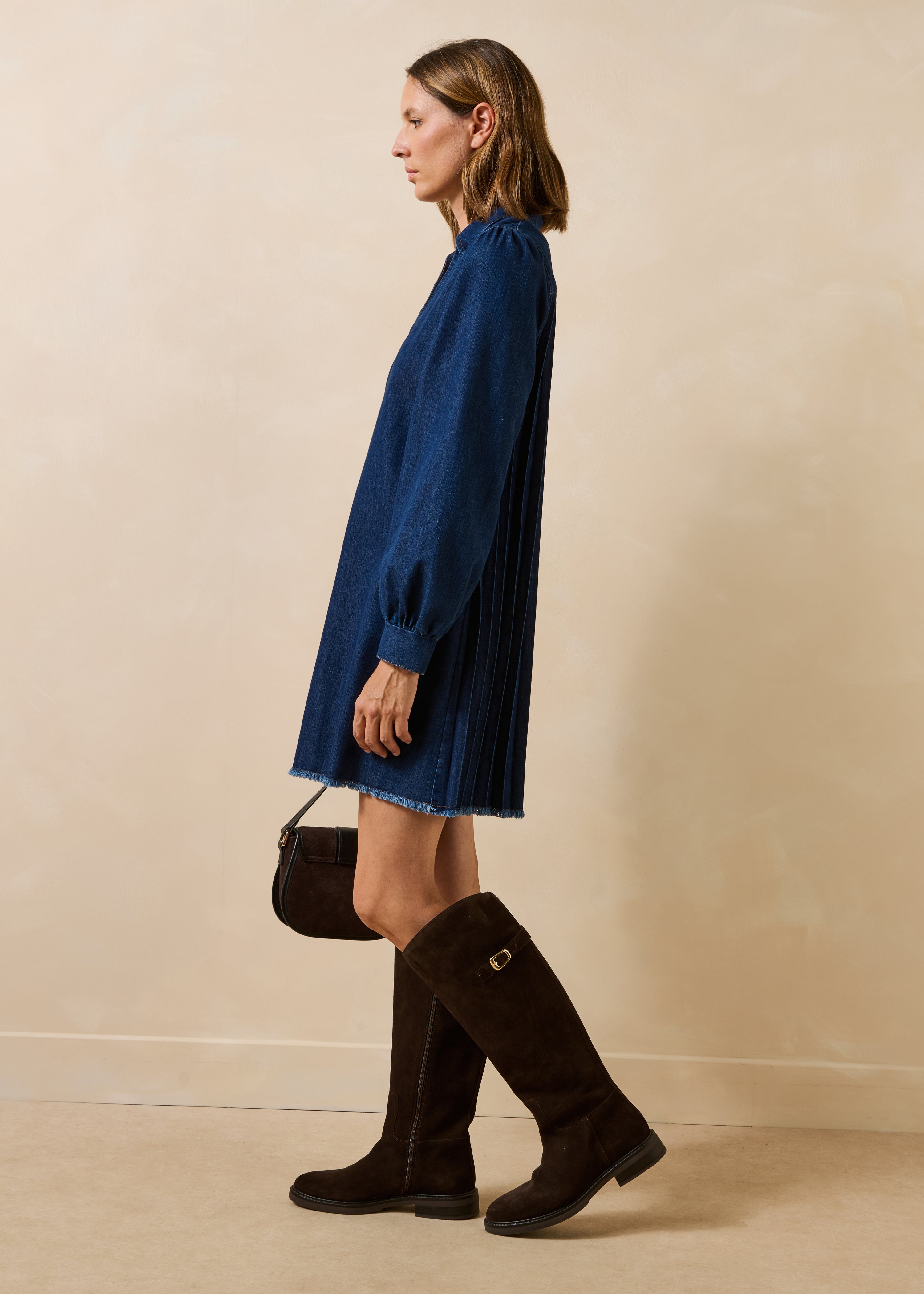 la-f-e-marabout-e-grida-jeans-kleid-blau-kurz-baumwolle image 2
