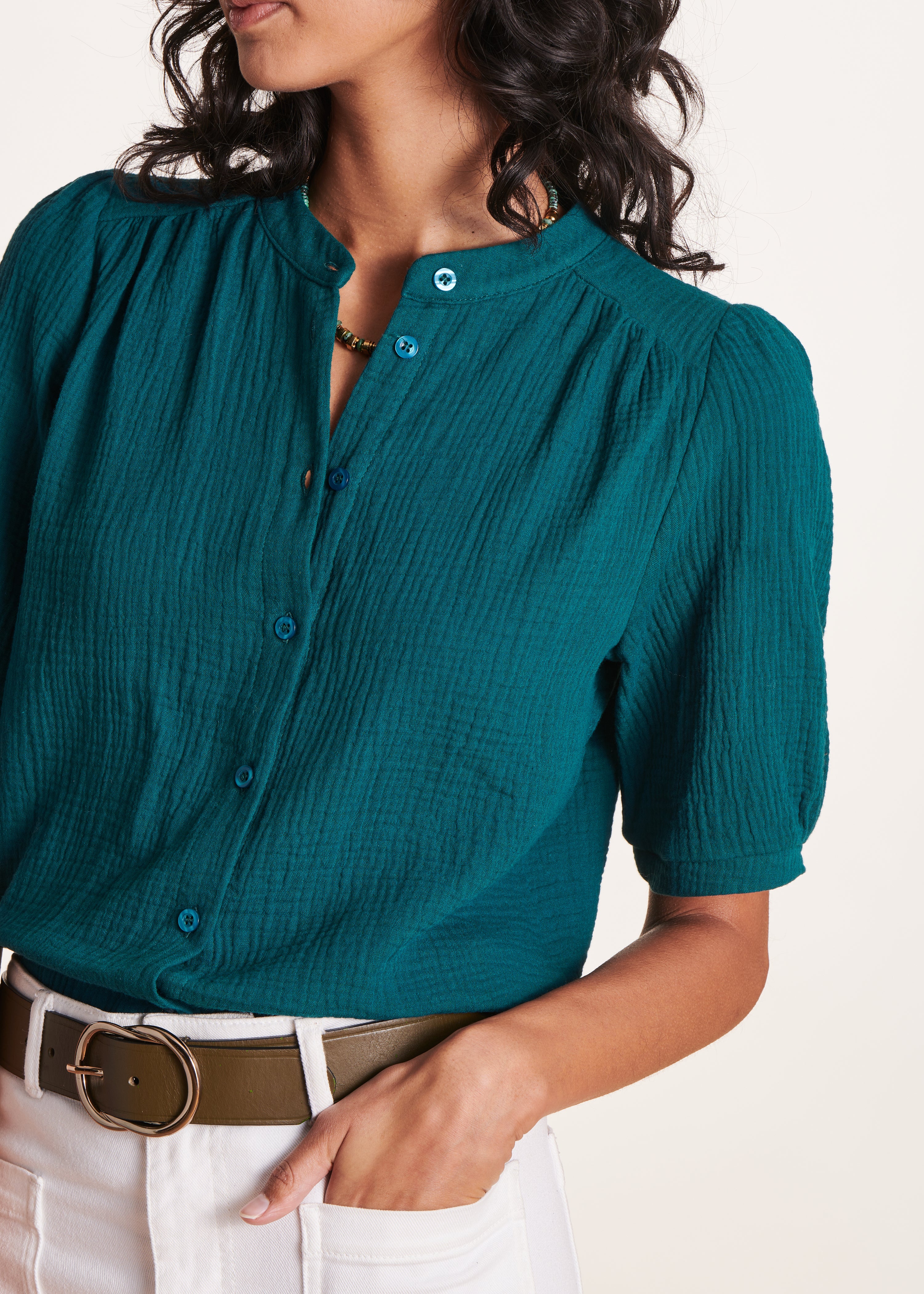 la-f-e-marabout-e-daby-bluse-blau-bio-baumwolle-kurz image 5