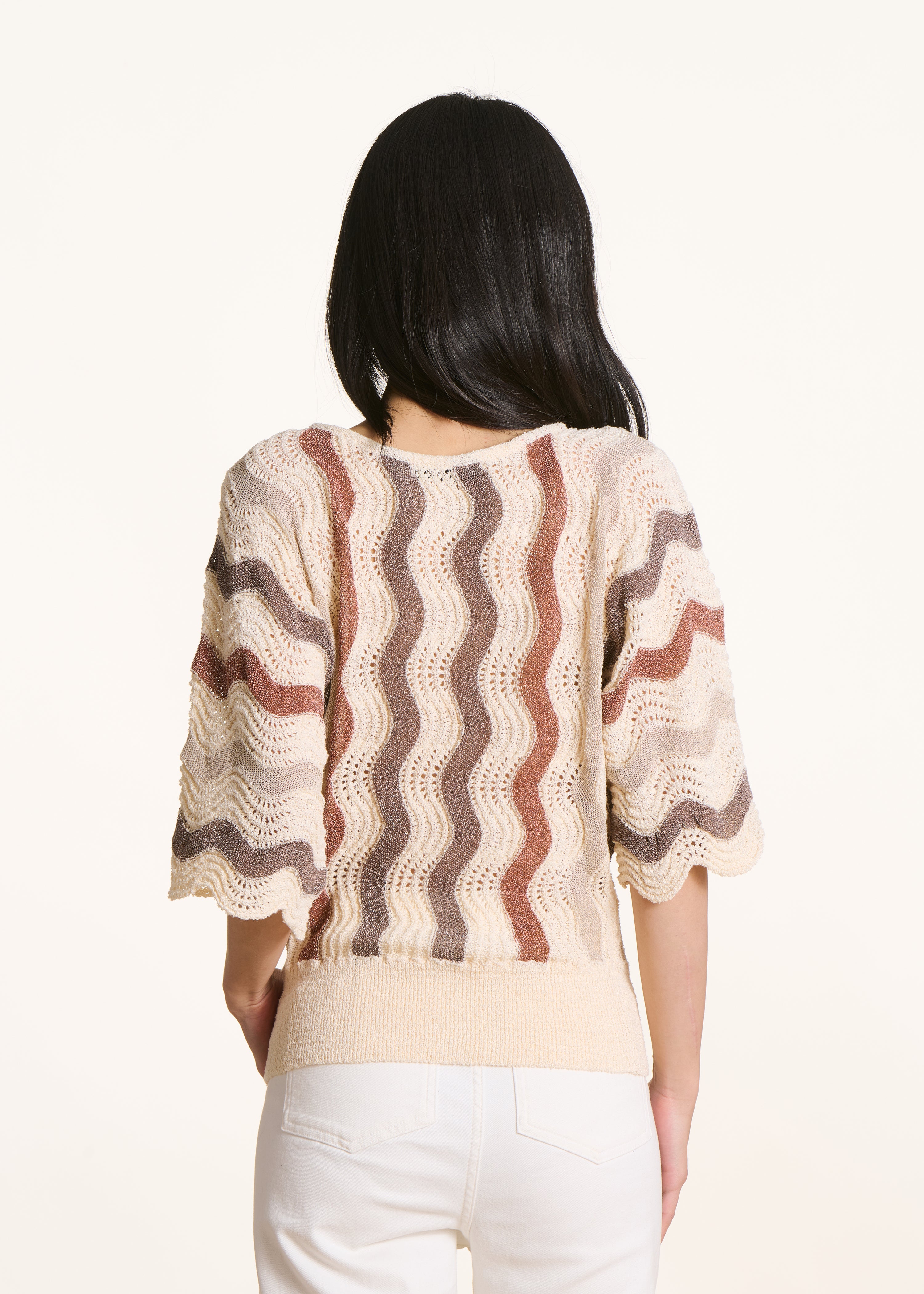 la-f-e-marabout-e-floria-pullover-ecru-taupe-gestreift-3-4-arm image 3