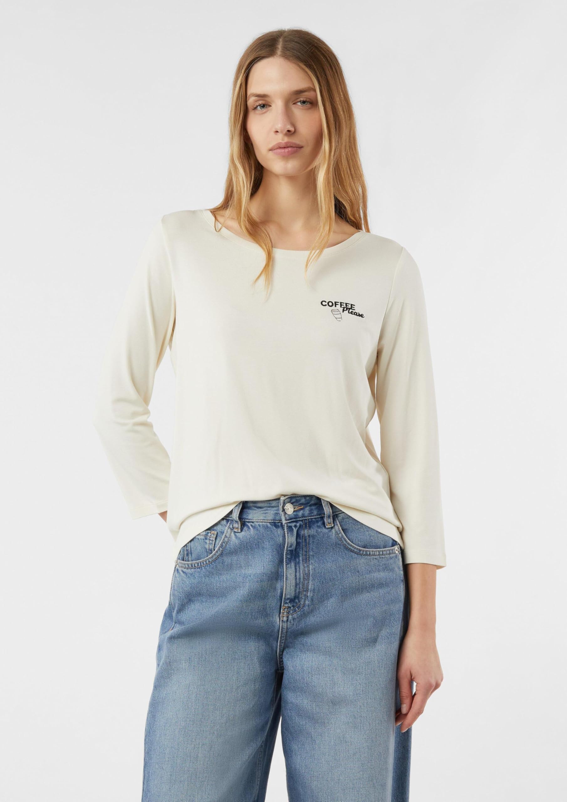 comma-tops-jersey-t-shirt-3-4-arm-gr-36-creme-frontprint image 6