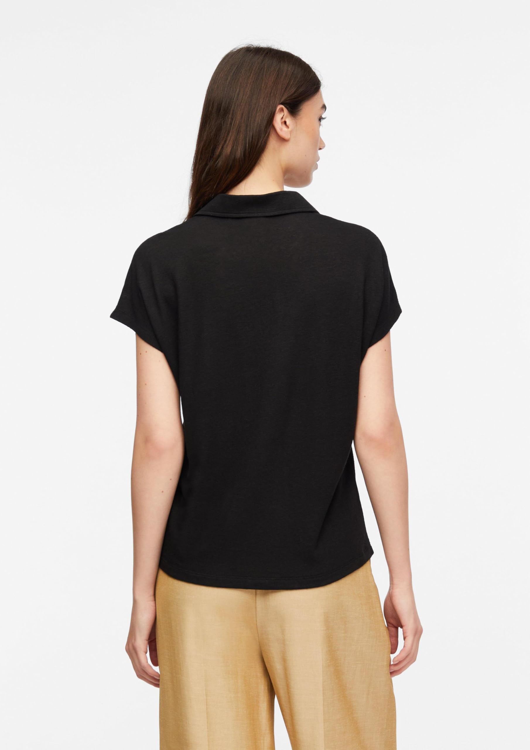 comma-tops-polo-shirt-leinenmix-schwarz-gr-48 image 6